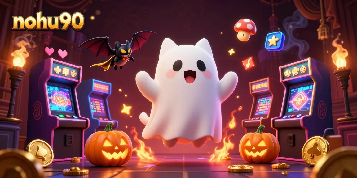 Experience thrilling gameplay with nohu90 as a ghost cat and vampire bat explore a haunted casino.